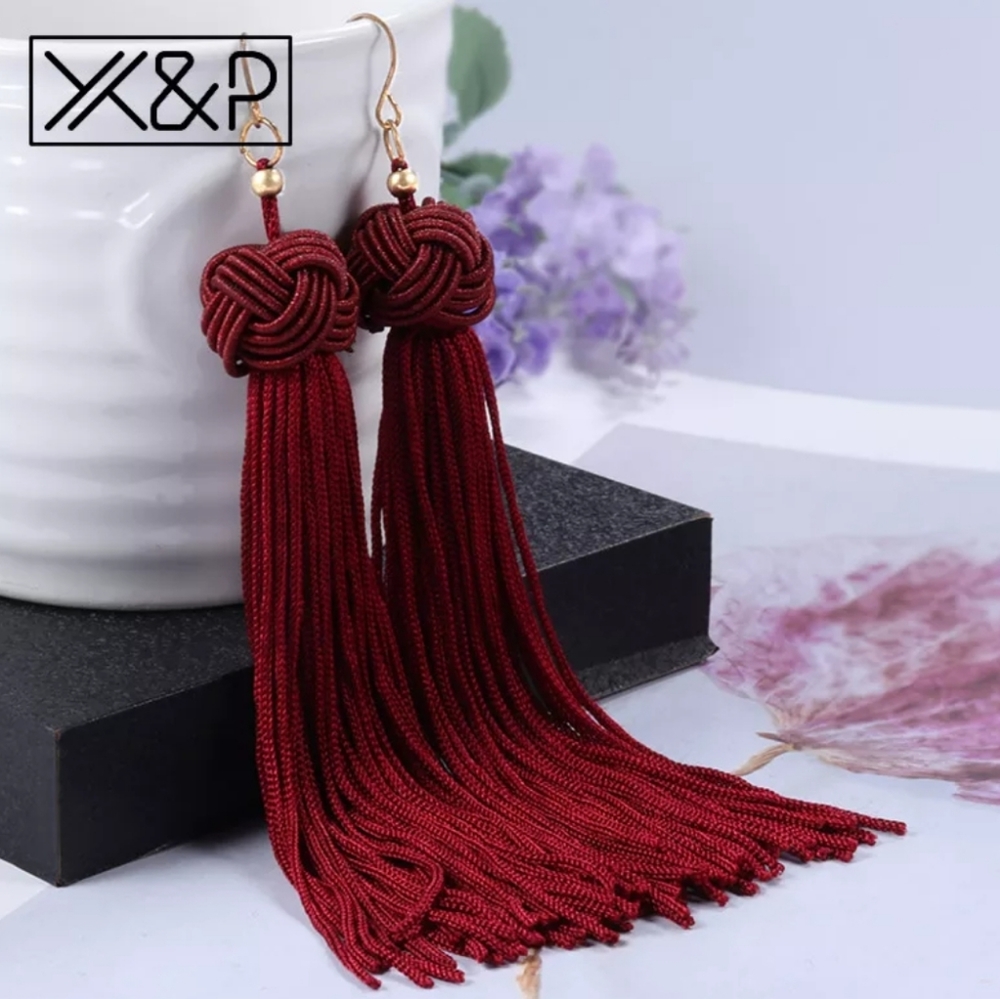Ethnic Long Tassel Drop Earrings